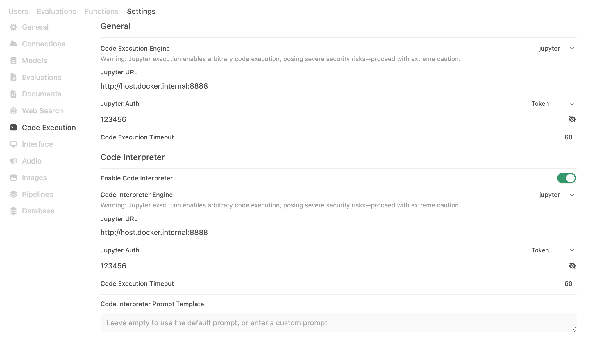 Configuração de Execução de Código